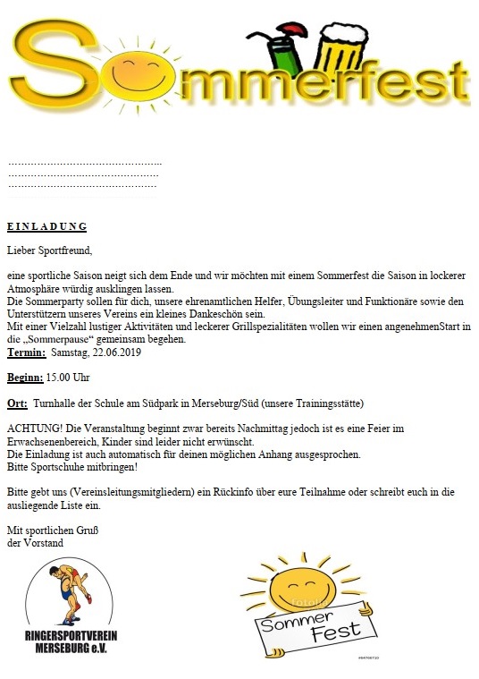 Einladung Sommerfest